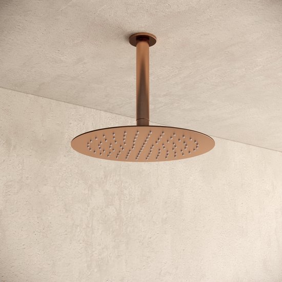 Inbouw regendouche met plafond arm 25cm douchekop copper
