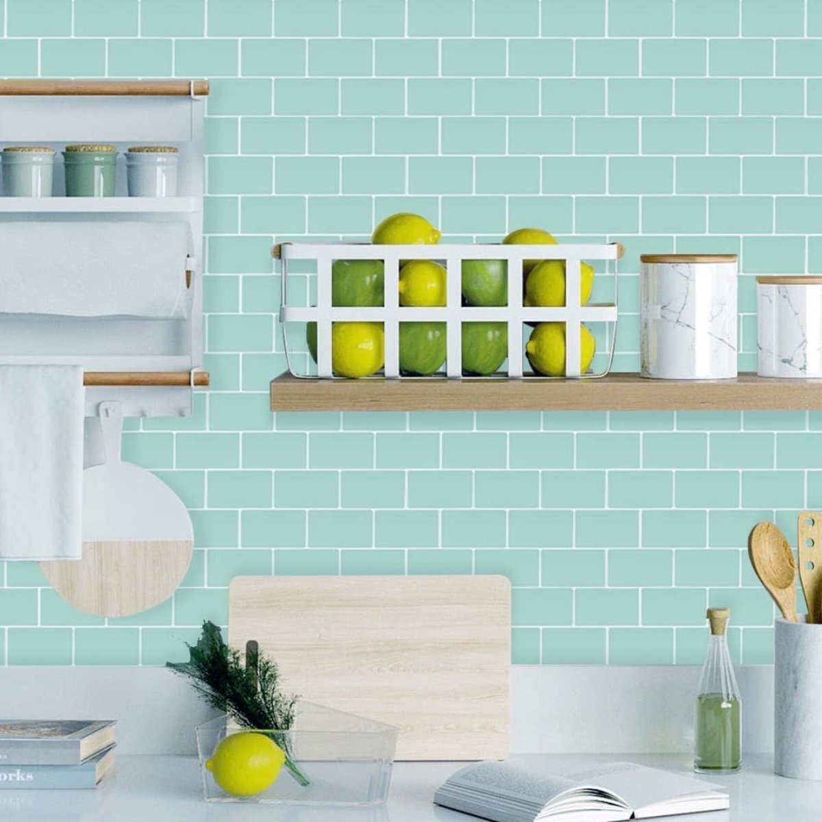 Vividtiles Tegelsticker - Zelfklevend Behang - 5 Stuks - Groen - Plaktegels - Muurtegels