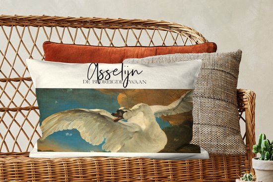 Sierkussens - Kussentjes Woonkamer - 60x40 cm - De bedreigde zwaan - Jan Asselijn - Oude meesters