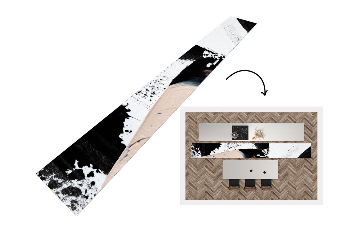 KitchenYeah Keukenloper - Loper keuken - Verf - Abstract - Design - 480x60 cm - Keukenloper vinyl Multicolor