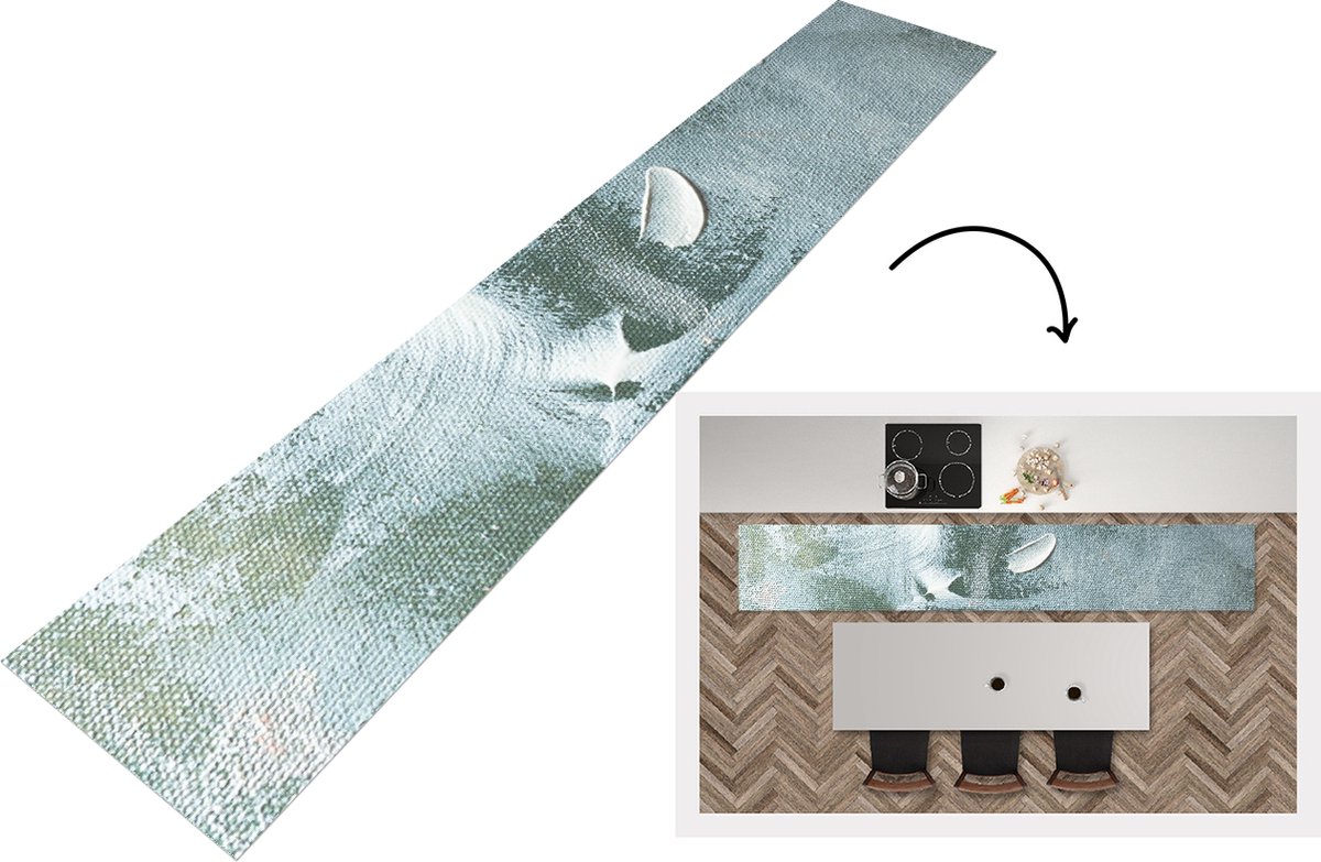 KitchenYeah Keukenloper - Loper keuken - Acrylverf - Structuren - Abstract - 360x60 cm - Keukenloper vinyl Multicolor