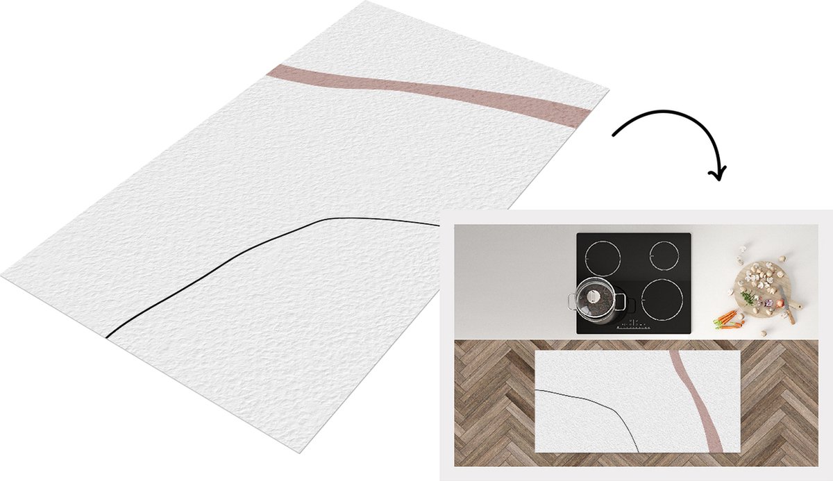 KitchenYeah Keukenloper - Loper keuken - Lijn - Pastel - Design - 120x60 cm - Keukenloper vinyl Multicolor