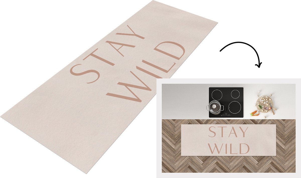 KitchenYeah Keukenloper - Loper keuken - Quotes - Tekst - Stay wild - 180x60 cm - Keukenloper vinyl Multicolor