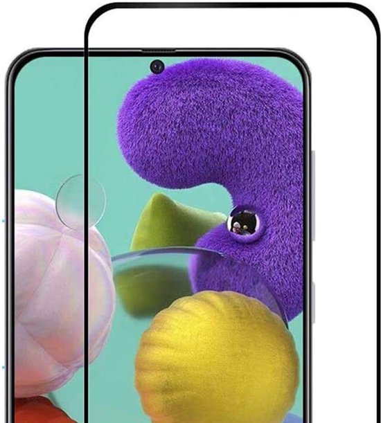 Anti-Shock silicone hoesje zwart met 2 Pack Full Tempered glas Screen Protector Geschikt voor: Samsung Galaxy A51 5G