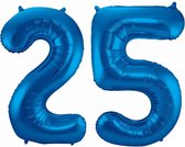 Cijfer ballonnen - Verjaardag versiering 25 jaar - 85 cm - blauw