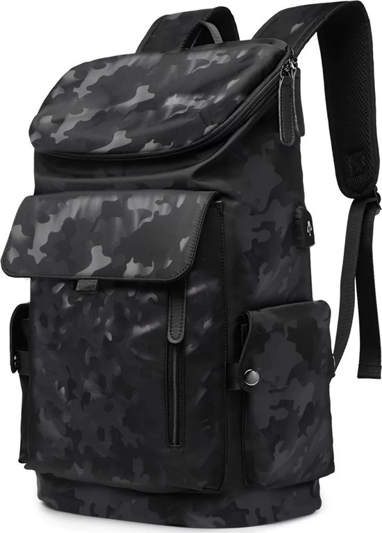 Pro-Care 35L Rugzak Travel Backpack - Oxford Fabric Full Waterproof - 1 USB aansluiting -  Tot 17 Inch Laptop -Verstelbare Stabiliteitsbanden voor Heup en Schouder - 48x32x16 cm - Zwart