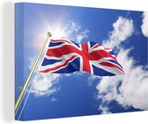 Canvas Schilderij De vlag van het Verenigd Koninkrijk wappert in de lucht - 90x60 cm - Wanddecoratie