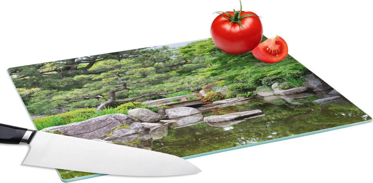 Glazen Snijplank - 39x28 - Japans - Natuur - Water - Stenen - Bomen - Snijplanken Glas