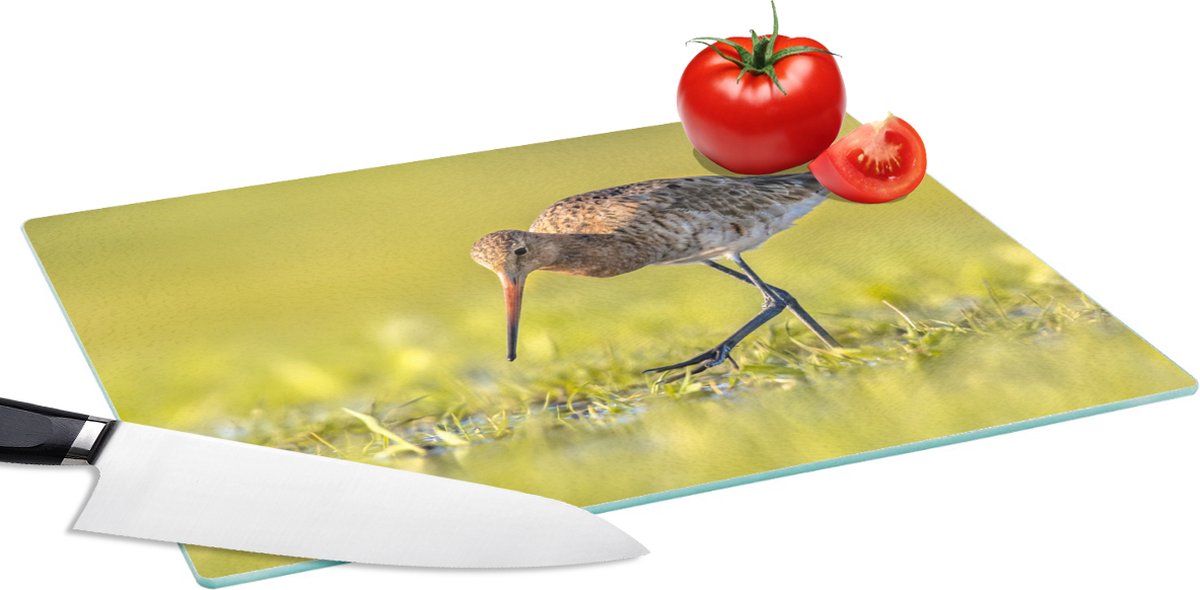 Glazen Snijplank - 39x28 - Vogels - Gras - Landschap - Grutto - Snijplanken Glas