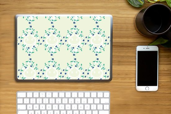Sticker ordinateur portable - 10,1 pouces - Vert - Blauw - Bloem - Design