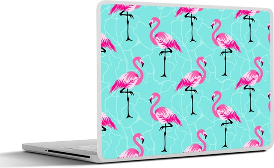 Laptop sticker - 13.3 inch - Flamingo - Roze - Patroon - 31x22,5cm - Laptopstickers - Laptop skin - Cover