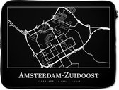 Laptophoes 17 inch - Stadskaart - Kaart - Amsterdam-Zuidoost - Plattegrond - Laptop sleeve - Binnenmaat 42,5x30 cm - Zwarte achterkant
