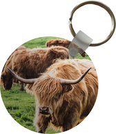 Sleutelhanger - Schotse hooglander - Koeien - Dieren - Plastic - Rond - Uitdeelcadeautjes