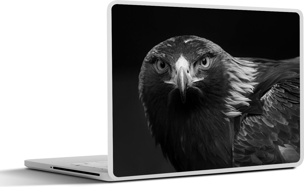Laptop sticker - 10.1 inch - Buizerd - Vogel - Dieren - Zwart - Wit - 25x18cm - Laptopstickers - Laptop skin - Cover