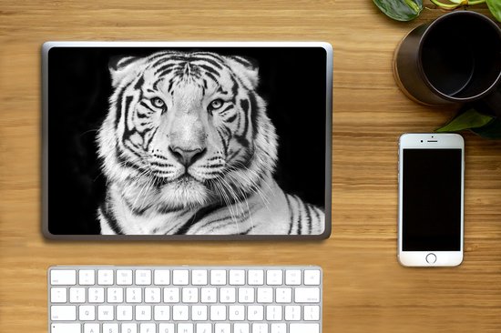 Autocollant pour ordinateur portable - 12,3 pouces - Tigre - Zwart - Wit - Portrait - Animaux - 30x22cm - Autocollants pour ordinateur portable - Peau pour ordinateur portable - Couverture