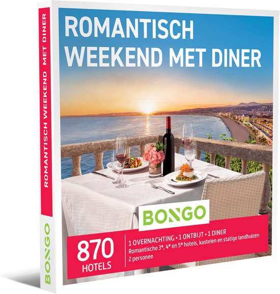 Bongo Bon - Romantisch Weekend met Diner Cadeaubon - Cadeaukaart cadeau voor man of vrouw | 870 romantische hotels