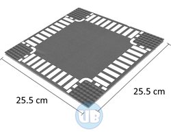 Uniblocks City wegenplaat kruising - 25,5 x 25,5 cm | City wegplaat recht - bocht -Tsplitsing - kruising | combineer met Lego wegenplaten | grondplaten 32x32 noppen | afmeting25, 5 m x 25,5cm |wegen | auto's | Geschikt voor LEGO | wegplaat