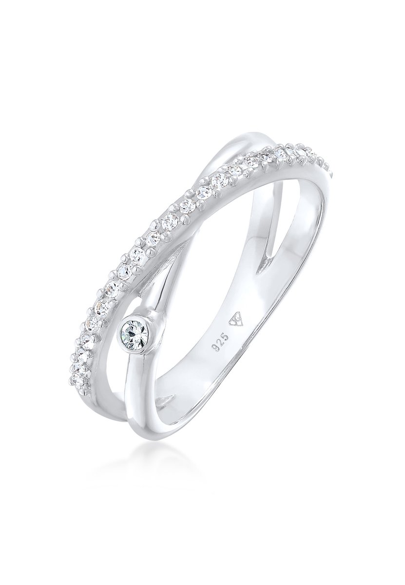 Elli - Ring - Dames wikkel X-vorm fonkelend met kristallen in 925 sterling zilver - Dames