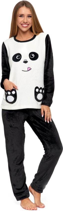 roddel houder Bloesem Moraj warme panda- pyjama/huispak voor dames - stof zoals bont M | bol.com