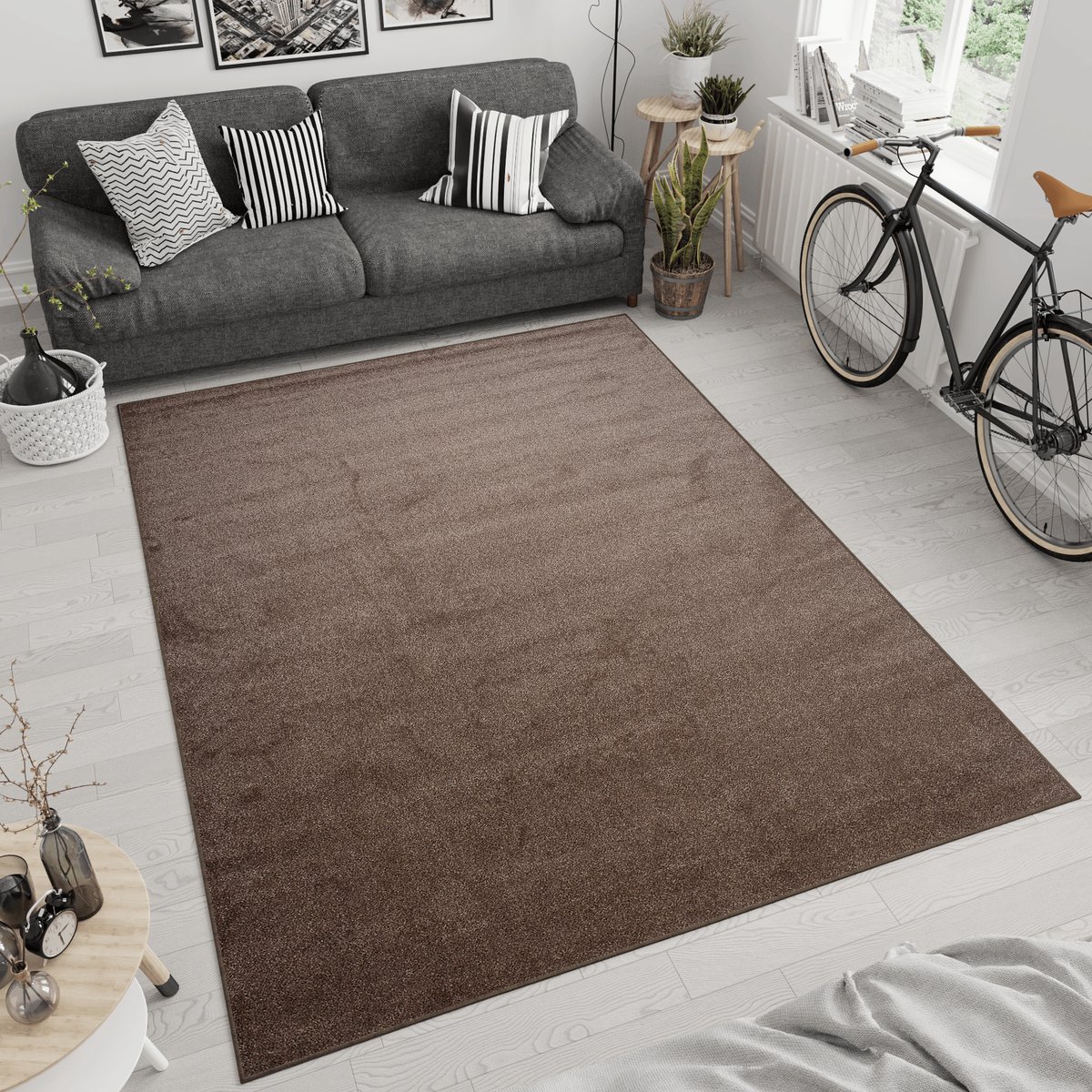 Tapiso Noyan Vloerkleed Tapijt Laagpolig Bruin Woonkamer Kleed Maat- 300x400