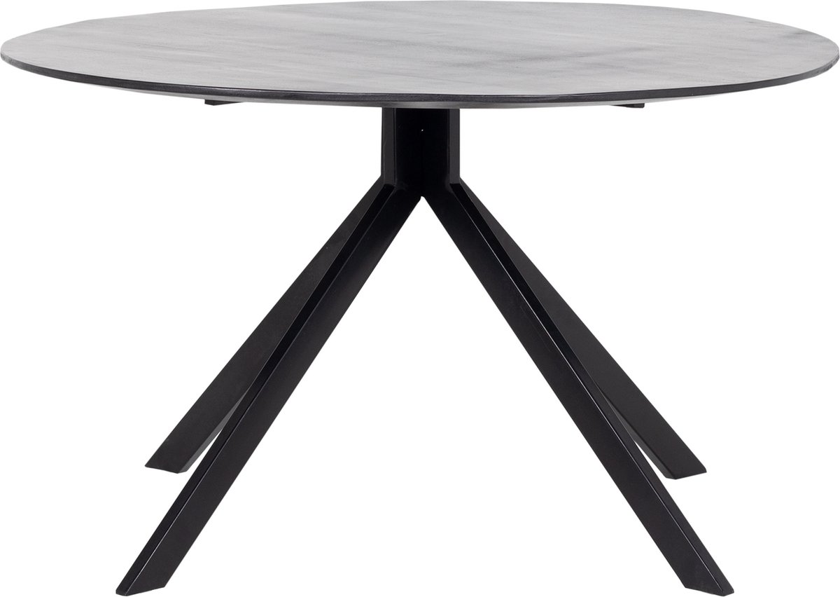 Eettafel Rond 130cm Zwart - Mangohout & Metaal - Tafel Batti - Giga Meubel