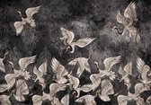 Fotobehangkoning - Behang - Fotobehang - Kraanvogels - Vogels - Luxe - Vliesbehang - 152,5 x 104 cm