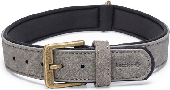 Beeztees Balacron Ax – Honden Halsband – Kunstleer – Grijs – Nekomvang van-tot x breedte: 52-62 cm x 30 mm