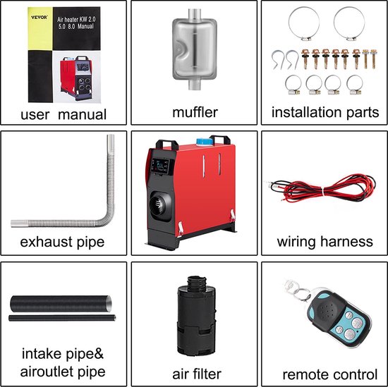 VEVOR Chauffage Diesel 12V Pistolet à air chaud électrique 8KW