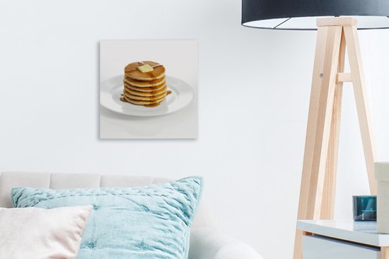 Pile de crêpes au beurre et au sirop toile 2cm 20x20 cm - petit - Tirage photo sur toile (Décoration murale salon / chambre)