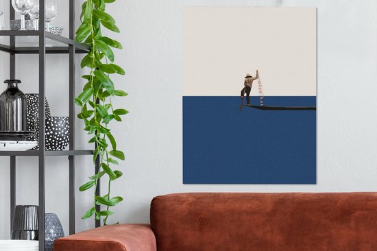 Toile - Abstrait - Bateau - Mer - Texte - Chapeau - Abstrait - 60x80 cm - Canvasdoek - Peinture sur toile