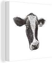 Une illustration en pointillé du portrait d'une vache sur toile 50x50 cm - Tirage photo sur toile (Décoration murale salon / chambre) / Peintures sur toile Animaux de la ferme