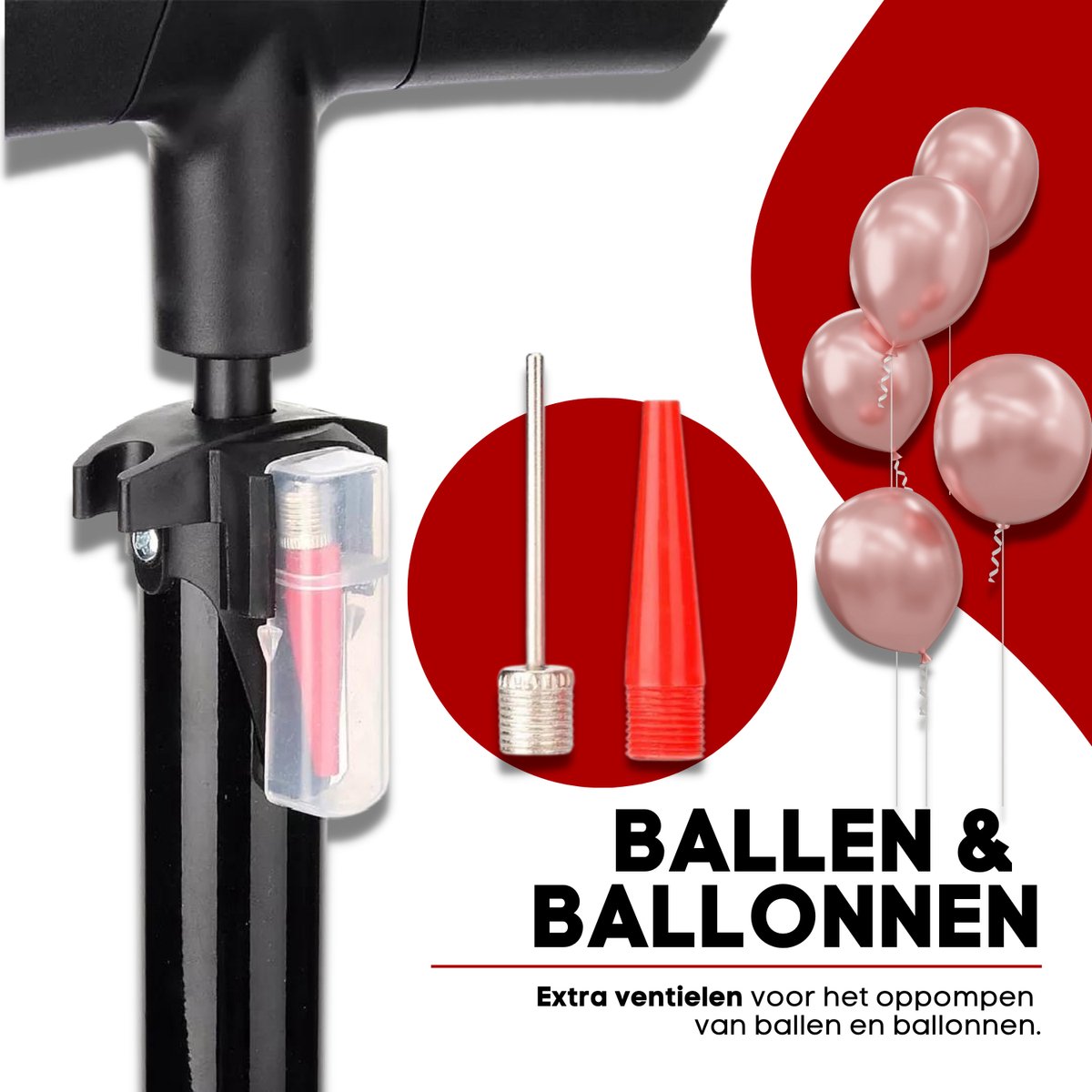 RYER Fietspomp Pro - Tot 11 bar - Met Drukmeter - Voor Fietsen, Ballen & Waterspeelgoed - Inclusief Bandenreparatieset & Adapterset — afbeelding 9