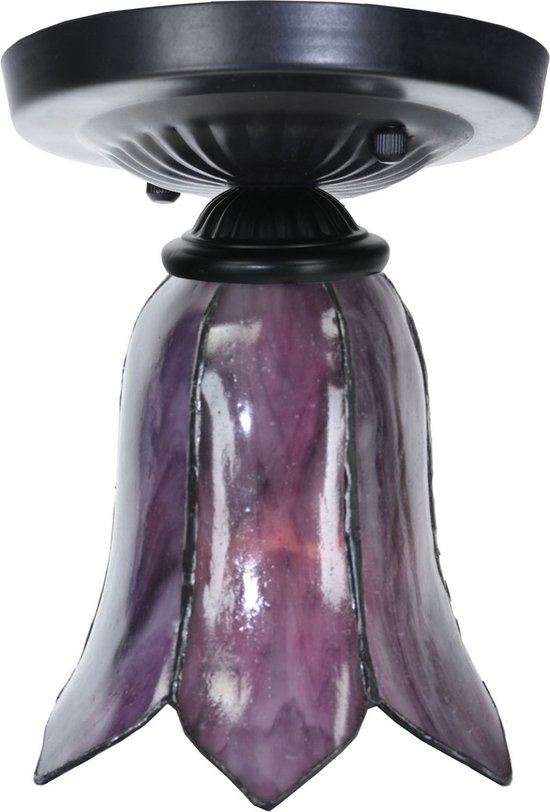 Art Deco Trade - Tiffany plafonnière zwart met Gentian Purple