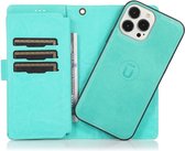 Mobiq - Luxe Lederen 2-in-1 Bookcase iPhone 12 Pro Max - turquoise