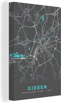 Tableau sur Toile Blauw – Allemagne – Carte – Plan de Ville – Carte – Gießen - 40x60 cm - Décoration murale