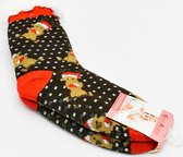 Merino Wollen Sokken  -  Bruin met Kerstkoekje - Kerstsokken - maat 35-38 -Huissokken - Antislip sokken - Warme sokken – Winter sokken
