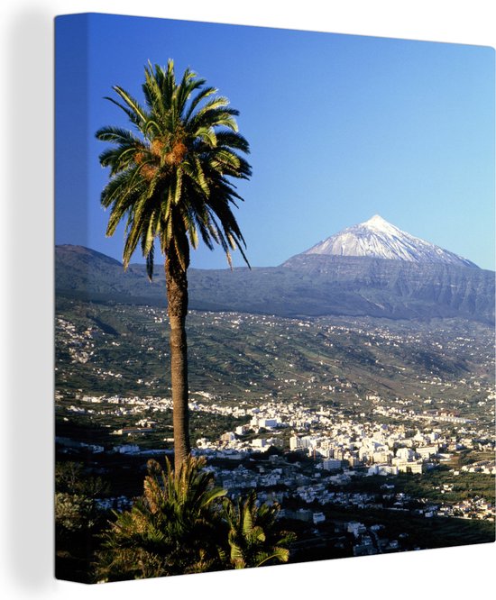Orotava avec vue sur le volcan El Teide sur toile de Tenerife 2cm 50x50 cm - Tirage photo sur toile (Décoration murale salon / chambre)