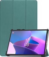 Hoes Geschikt voor Lenovo Tab P11 Pro Hoes Book Case Hoesje Trifold Cover Met Uitsparing Geschikt voor Lenovo Pen Met Screenprotector - Hoesje Geschikt voor Lenovo Tab P11 Pro Hoesje Bookcase - Donkergroen
