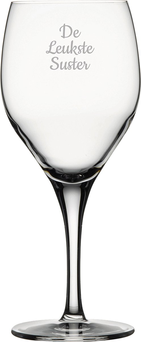 Gegraveerde Rode wijnglas 42,5cl De Leukste Suster