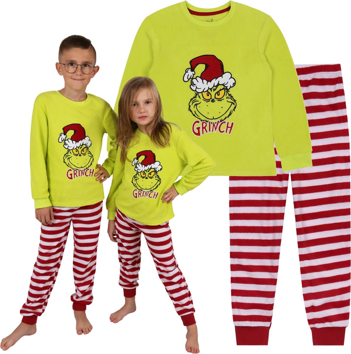 The Grinch - Pyjama de Noël unisexe rouge-vert pour Enfants, polaire  chaude, pyjamas... | bol.com