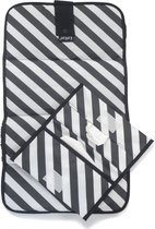 KipKep Napper Combi Verschoningset - Black Stripes met Teddy matje - zwart - rPET - gecoat - wasbaar