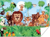 Poster Tropisch - Dieren - Natuur - Jongen - Meiden - Kind - 80x60 cm - Poster Babykamer