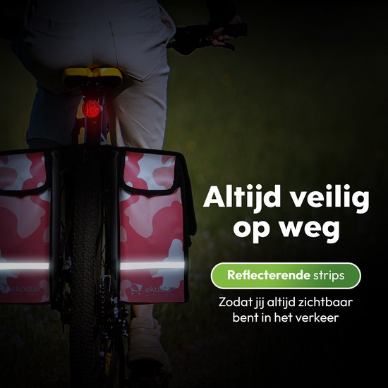 Ekostar® Fietstas Dubbel 46L - Waterdicht materiaal - Camouflage Roze - Fietstassen Elektrische Fietsen van Ekostar — afbeelding 5