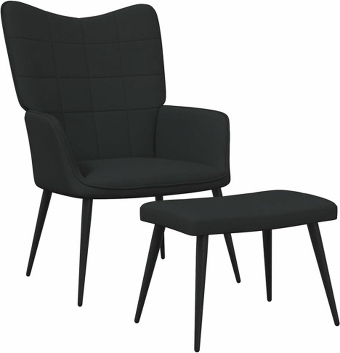 vidaXL Relaxstoel - met - voetenbank - stof - zwart