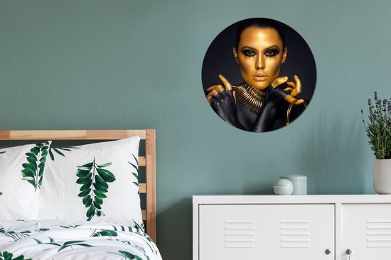 Wallpaper Circle - Maquillage - Sac - Goud - Luxe - Femme - 80x80 cm - Wall Circle - Auto-Adhésif - Round Wallpaper Sticker