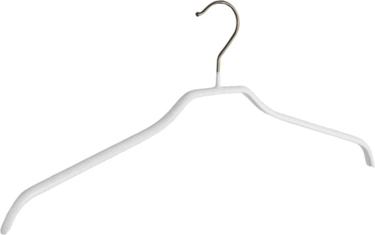 De Kledinghanger Gigant - 10 x Blousehanger / shirthanger metaal met witte anti-slip coating, 46 cm