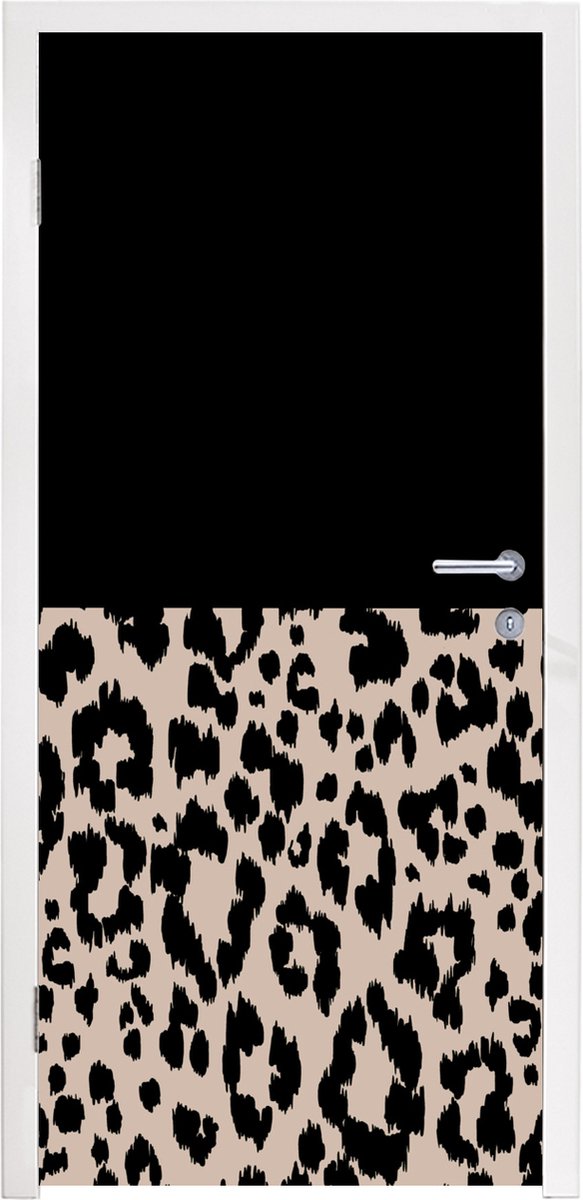 Deurposter 95x235 cm - Deursticker Panterprint - Dieren - Zwart - Meubelfolie zelfklevend 