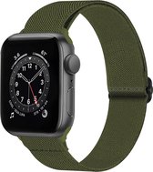 Horloge Band Geschikt voor Apple Watch 1-8 / SE (42/44/45 mm) Bandje Nylon Met Verstelbare Gesp - Donkergroen