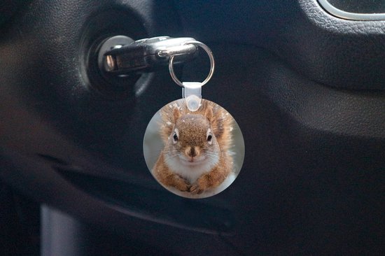 Porte-clés - Écureuil - Rongeur - Flocon de neige - Hiver - Plastique - Rond