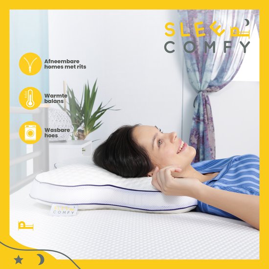 Sleep Comfy - Oreiller - Oreiller Chambre - Butterfly Visco Oreiller |  55x46x13cm | bol